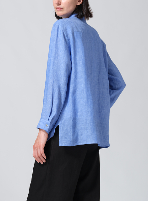 Linen Basic Button Front Long Sleeve Shirt