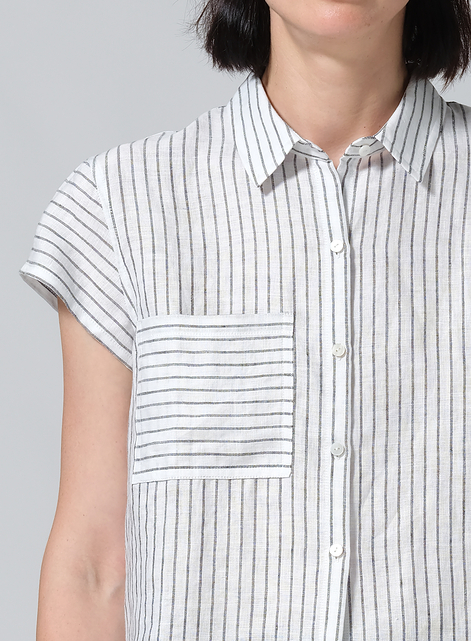 Linen Cap Sleeves Shirt