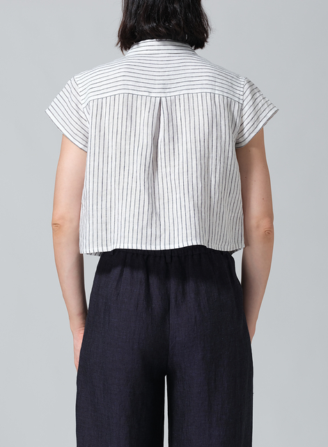 Linen Cap Sleeves Shirt