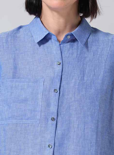 Linen Cap Sleeves Shirt