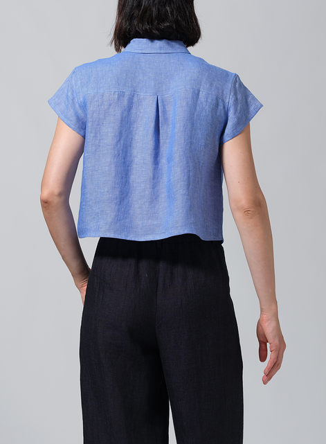 Linen Cap Sleeves Shirt