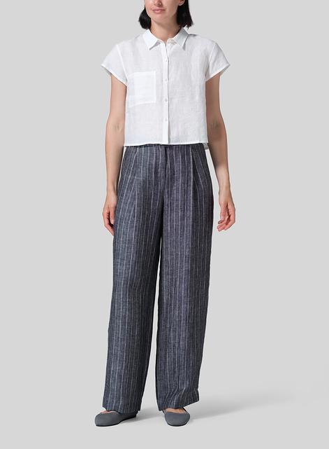 Linen Cap Sleeves Shirt