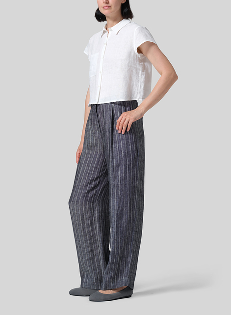 Linen Cap Sleeves Shirt