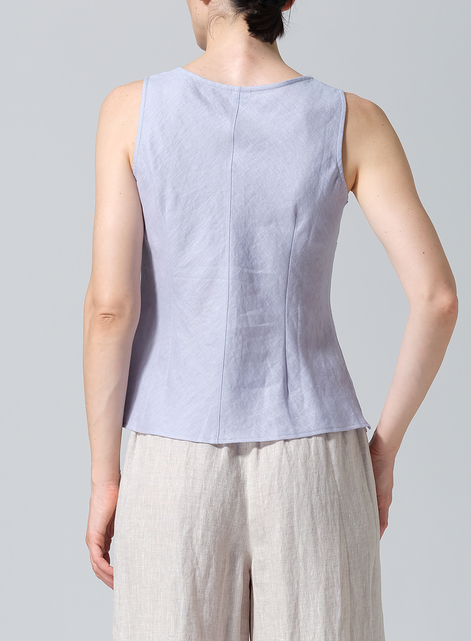 Linen V-Neck Sleeveless Bias Cut Tank