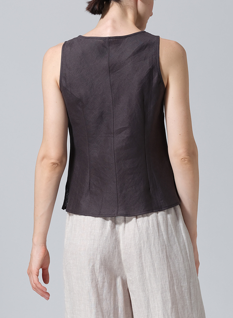 Linen V-Neck Sleeveless Bias Cut Tank