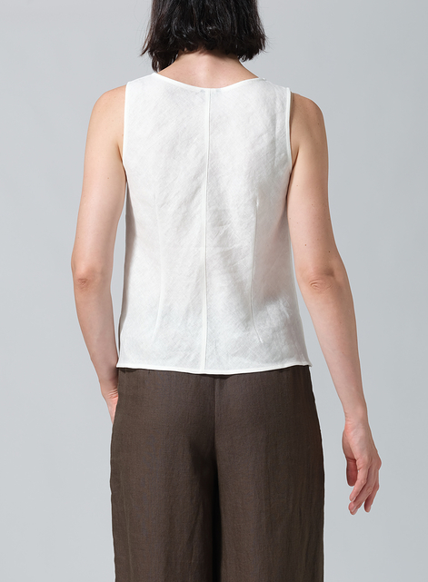 Linen V-Neck Sleeveless Bias Cut Tank