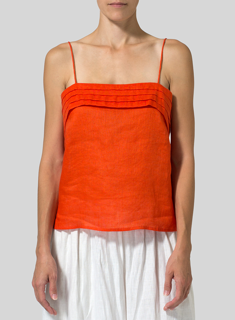 Linen Tiered Strap Top