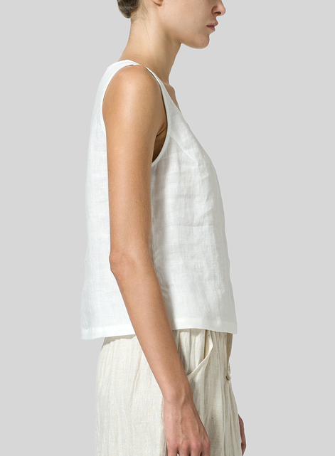 Linen Scoop Neck Tank 