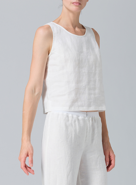 Linen Scoop Neck Tank 