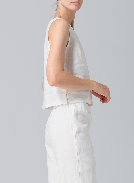 Linen Scoop Neck Tank 