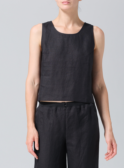 Linen Scoop Neck Tank 