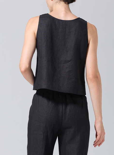 Linen Scoop Neck Tank 