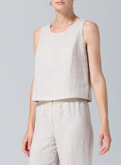 Linen Scoop Neck Tank 