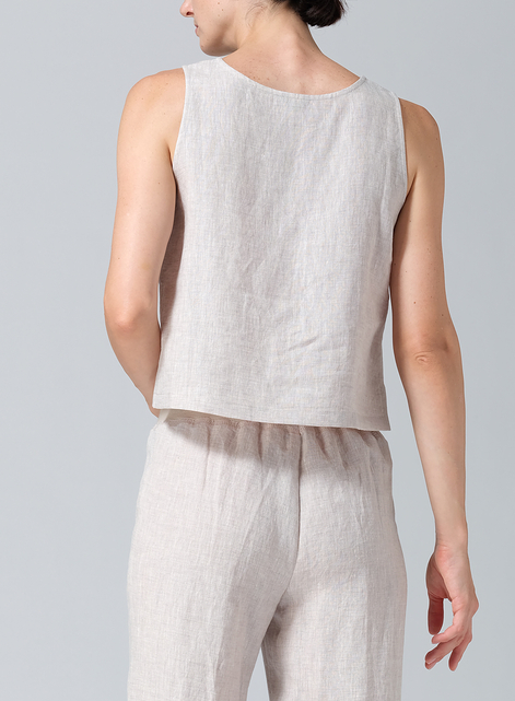 Linen Scoop Neck Tank 