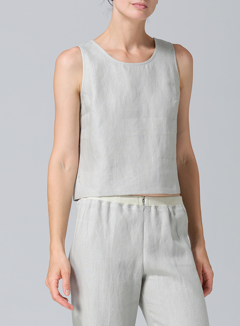 Linen Scoop Neck Tank 
