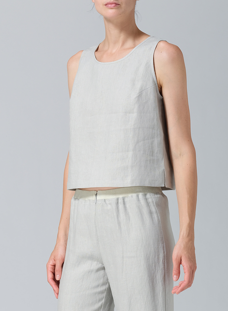 Linen Scoop Neck Tank 