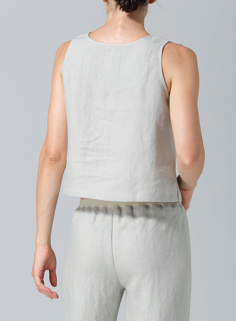 Linen Scoop Neck Tank 