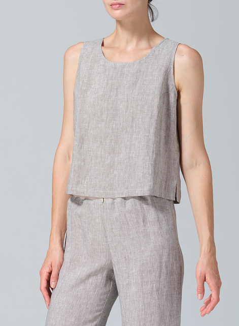 Linen Scoop Neck Tank 