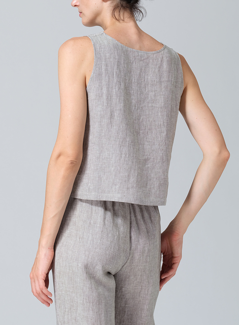 Linen Scoop Neck Tank 