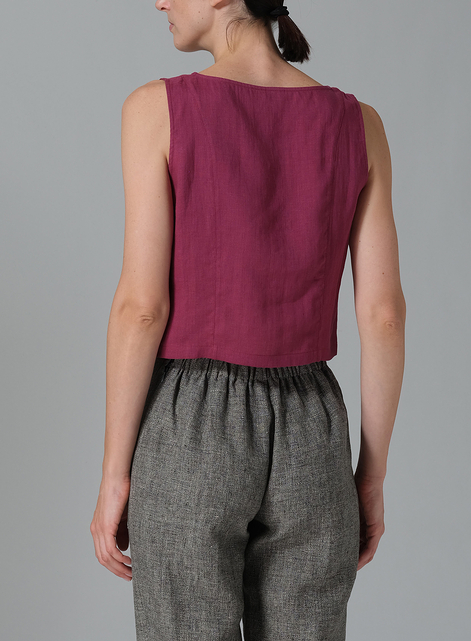 Linen Sleeveless Short Tank