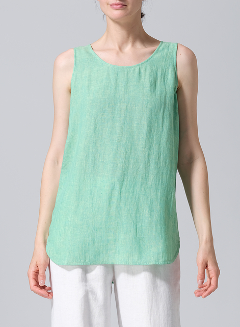Linen Sleeveless Long Shell Tank