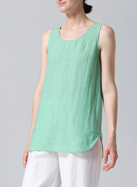 Linen Sleeveless Long Shell Tank