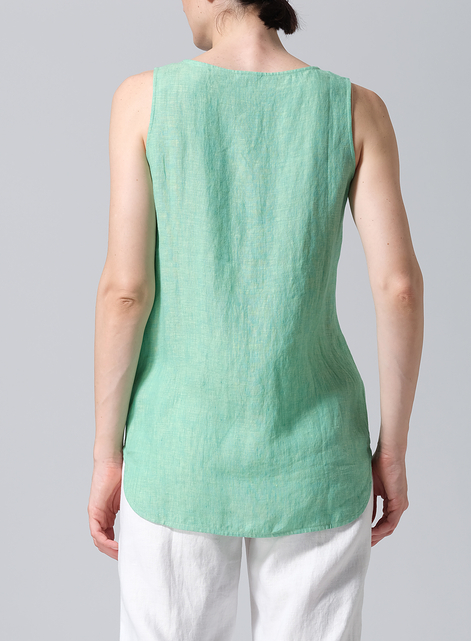 Linen Sleeveless Long Shell Tank