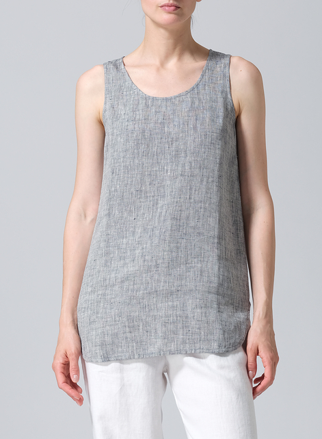 Linen Sleeveless Long Shell Tank