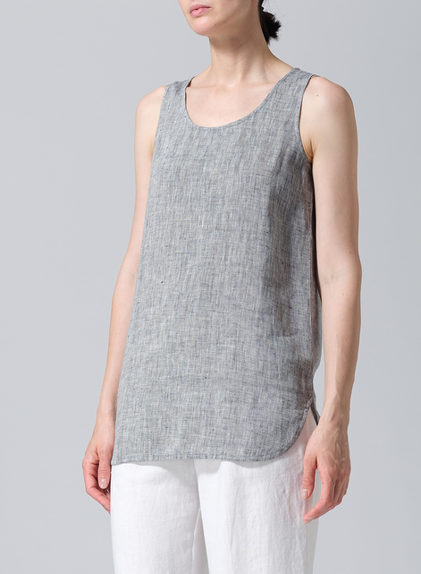 Linen Sleeveless Long Shell Tank