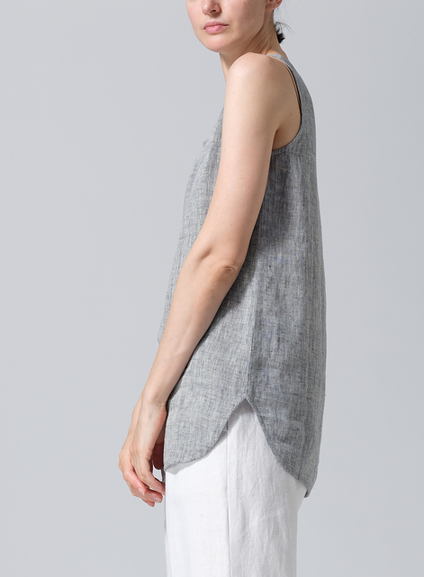 Linen Sleeveless Long Shell Tank