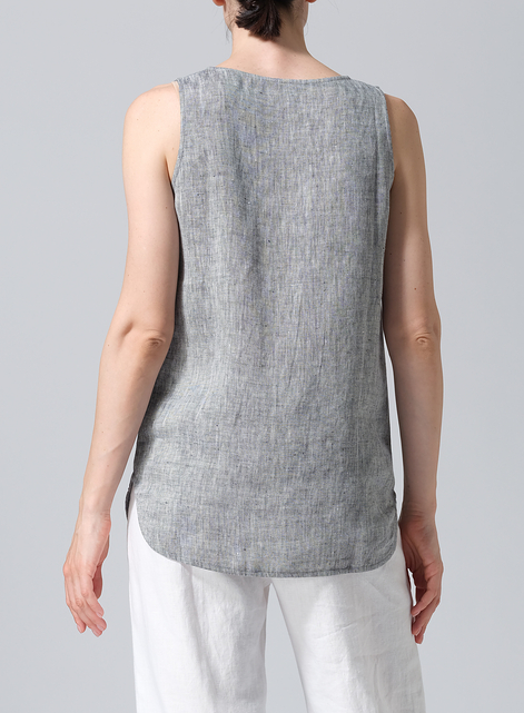 Linen Sleeveless Long Shell Tank