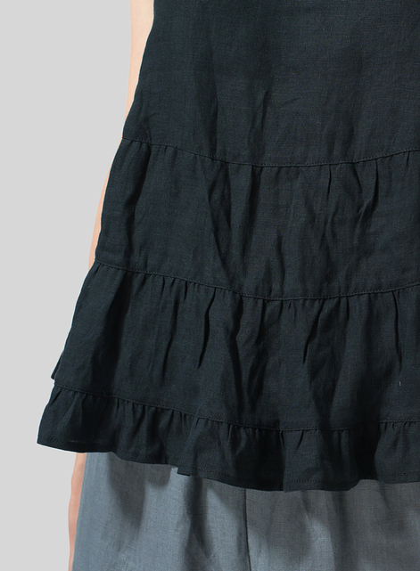 Linen Sleeveless Pleated Blouse