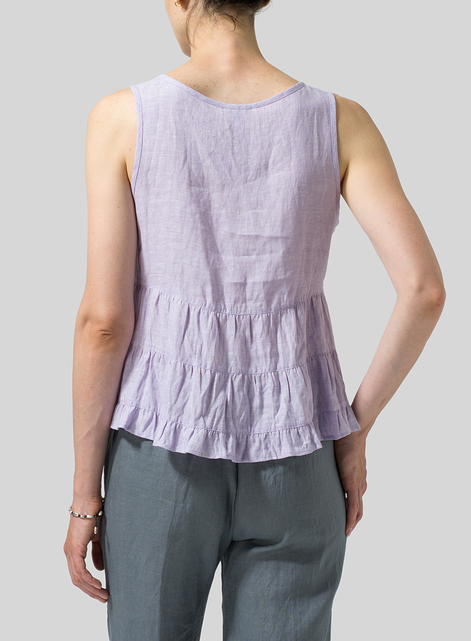 Linen Sleeveless Pleated Blouse