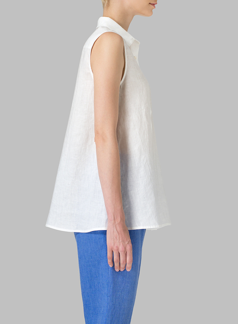 Light Weight Linen Sleeveless A-shape Top
