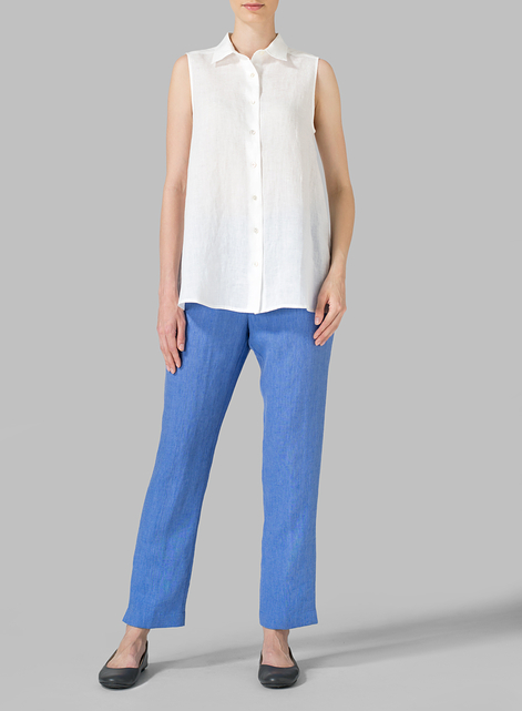 Light Weight Linen Sleeveless A-shape Top