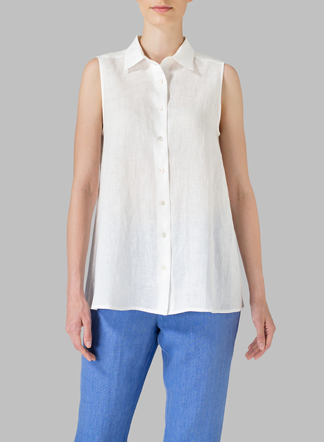 Light Weight Linen Sleeveless A-shape Top