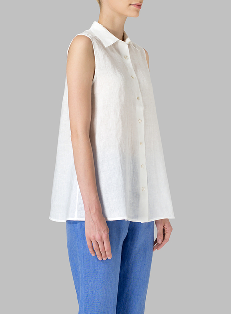 Light Weight Linen Sleeveless A-shape Top