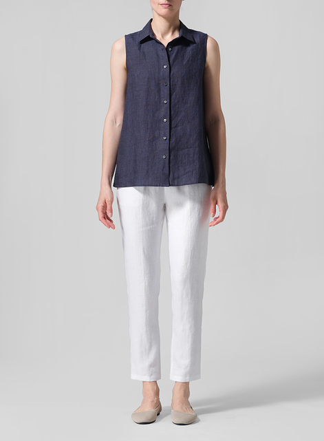 Light Weight Linen Sleeveless A-shape Top