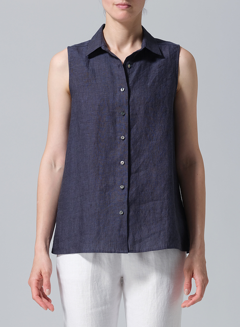 Light Weight Linen Sleeveless A-shape Top