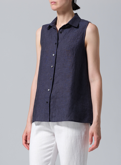 Light Weight Linen Sleeveless A-shape Top