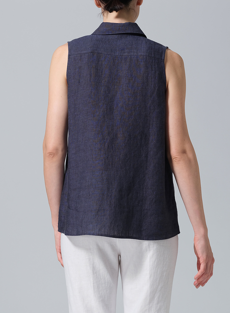 Light Weight Linen Sleeveless A-shape Top