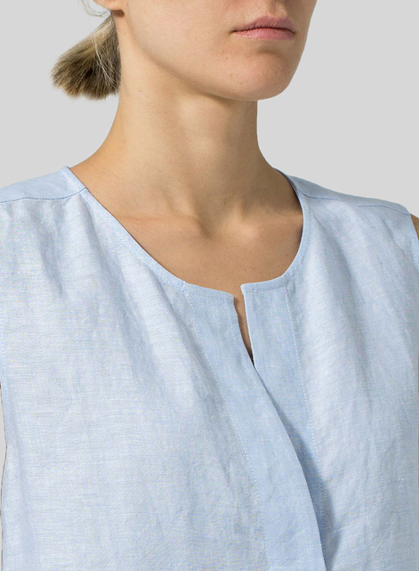 Linen Surplice V-Neck Blouse