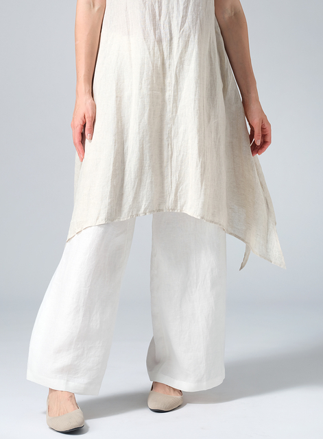 Linen Sleeveless Crumple Effect Long Dress