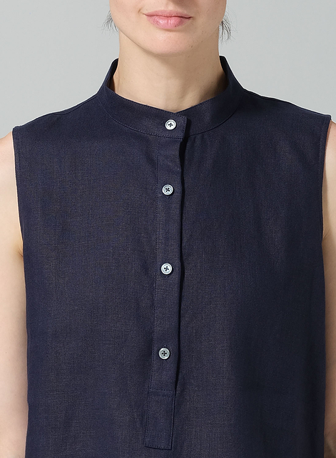 Linen Mandarin Collar Vest