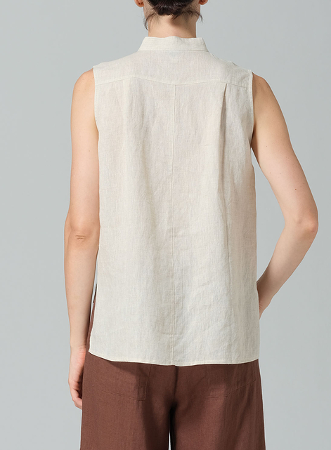 Linen Mandarin Collar Vest
