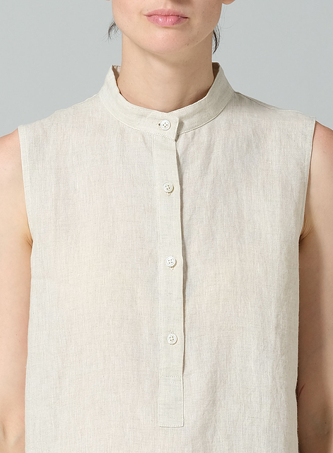 Linen Mandarin Collar Vest
