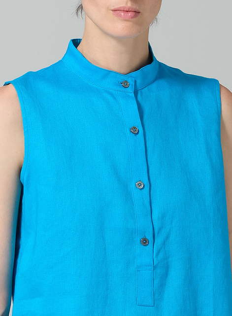 Jacquard Linen Mandarin Collar Vest