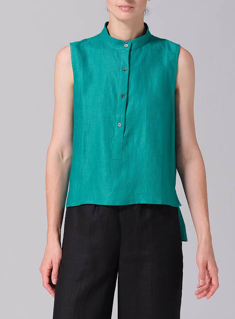 Jacquard Linen Mandarin Collar Vest