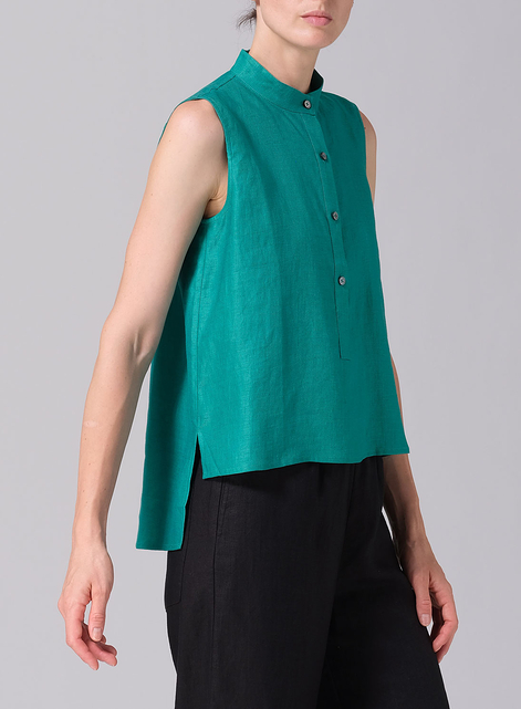 Jacquard Linen Mandarin Collar Vest