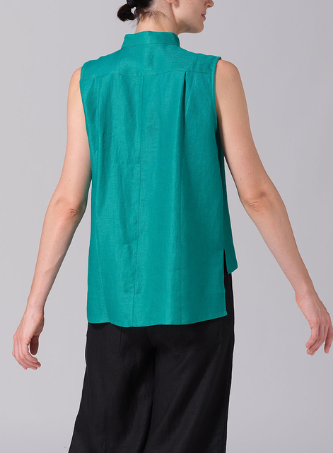 Jacquard Linen Mandarin Collar Vest